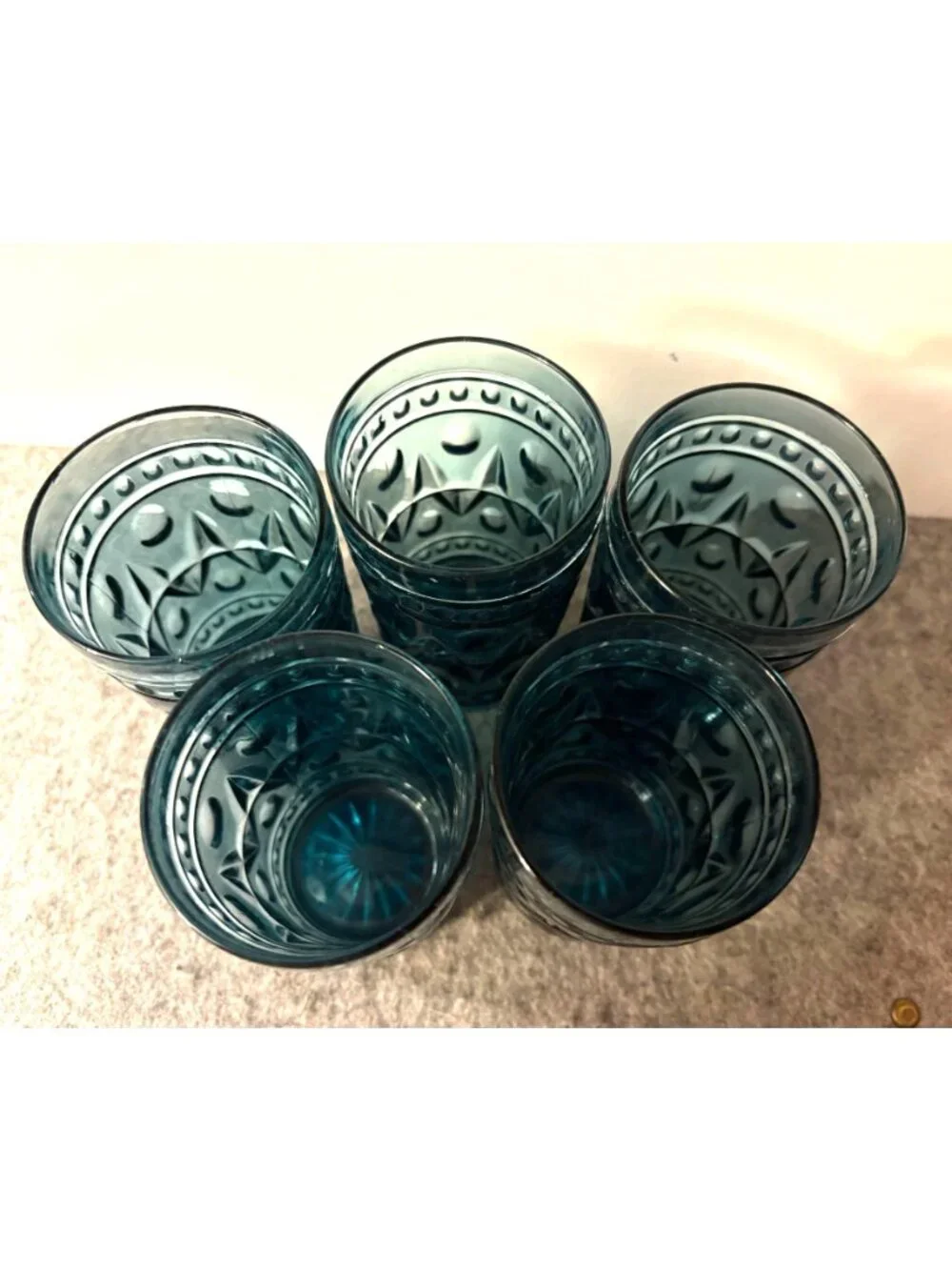 Set of 5 Vintage Smokey Blue Colony Park Lane Juice Glasses 4